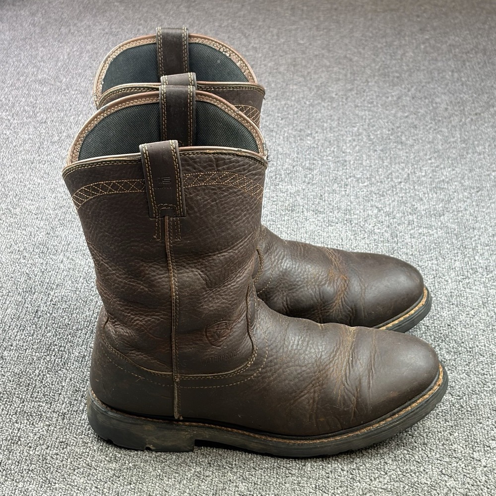 Ariat Sierra H2O Waterproof Work Boots Western Brown Leather ATS Men's Size 13 D